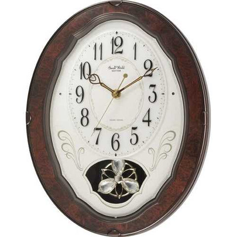 Image of Wood Frame Pendulum Wall Clock - Plays Melodies on the Hour