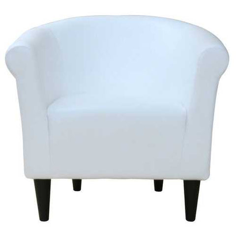 Image of Modern Classic White Faux Leather Upholstered Club Chair - Made in USA