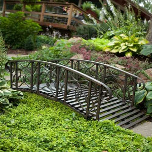 6-Ft Metal Garden Bridge in Weathered Black Finish