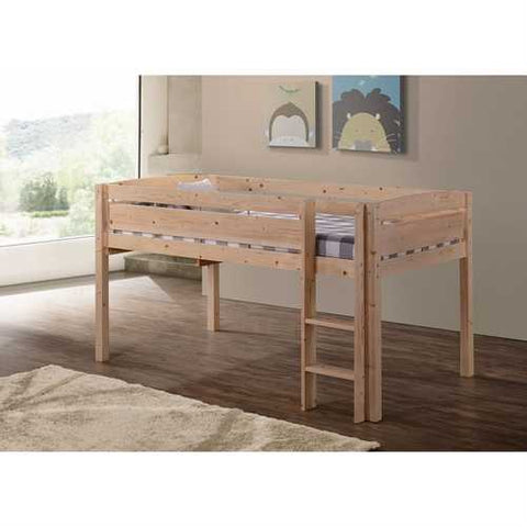 Image of Twin size Kids Teens Bunk Loft Bed in Natural Wood Finish