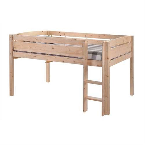 Image of Twin size Kids Teens Bunk Loft Bed in Natural Wood Finish