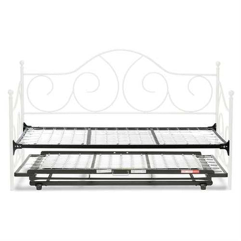 Image of Twin White Metal Daybed Frame with Pop Up Trundle Bed