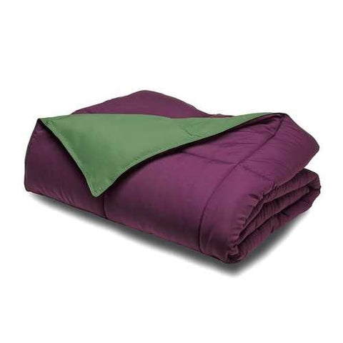 Image of Full/Queen size 3-Piece Green Purple Microfiber Comforter Set with 2 Shams