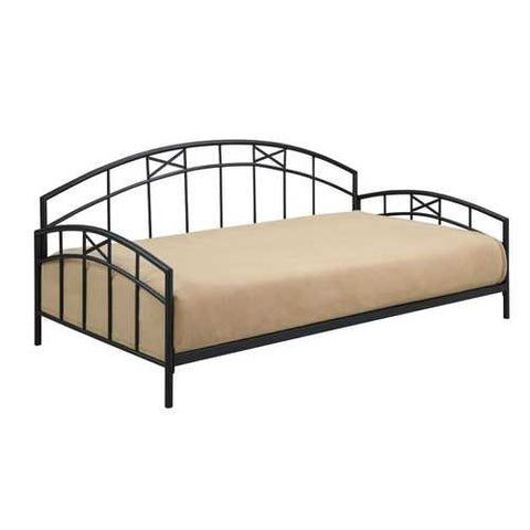 Image of Twin size Black Metal Daybed Frame with Decorative Rails