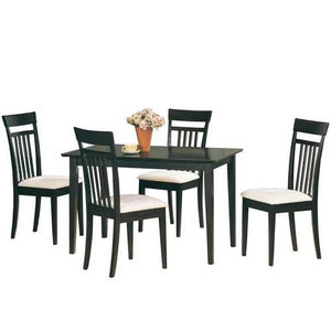 Casual Contemporary 5-Piece Dining Set in Dark Brown Wood Finish