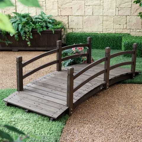 Image of Dark Brown Stain 6-Ft Fir Wood Garden Bridge