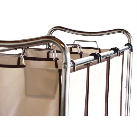 Image of Heavy Duty Laundry Cart with 3 Cream Tan Hamper Bags and Lockable Wheels