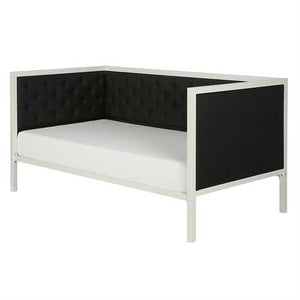 Twin size Black Linen Upholstered Daybed with White Metal Frame