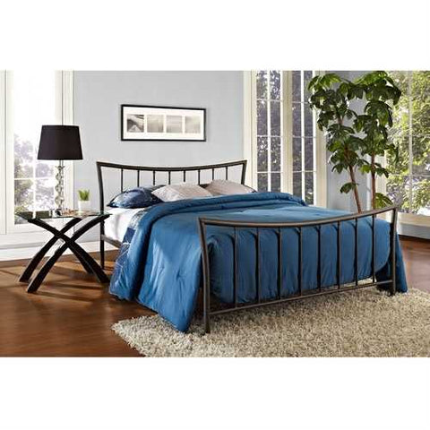 Image of Queen size Brushed Bronze Metal Platform Bed with Head and Footboard