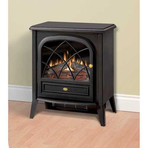 Image of Black Compact Stove Style Electric Fireplace Space Heater with 3D Flame