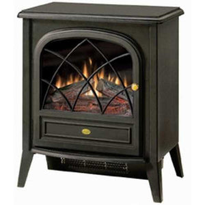 Black Compact Stove Style Electric Fireplace Space Heater with 3D Flame