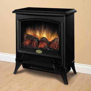 Compact Stove Style Electric Fireplace Space Heater in Black