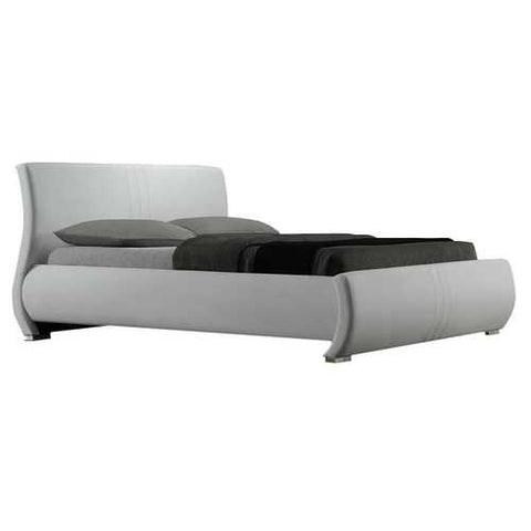 Image of King size Contemporary White Faux Leather Platform Bed Frame