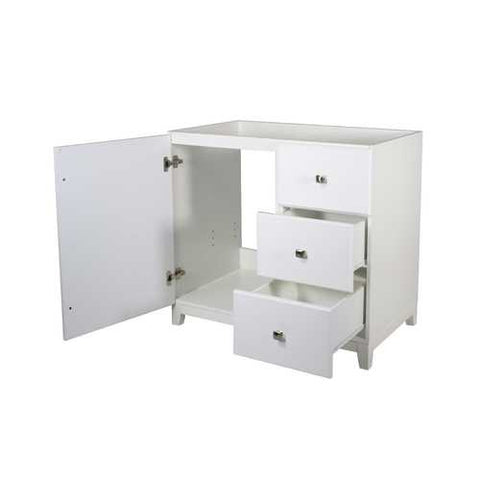 Image of White Bathroom Vanity Cabinet 30 x 21 inch with Nickel Hardware