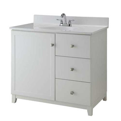 Image of White Bathroom Vanity Cabinet 30 x 21 inch with Nickel Hardware