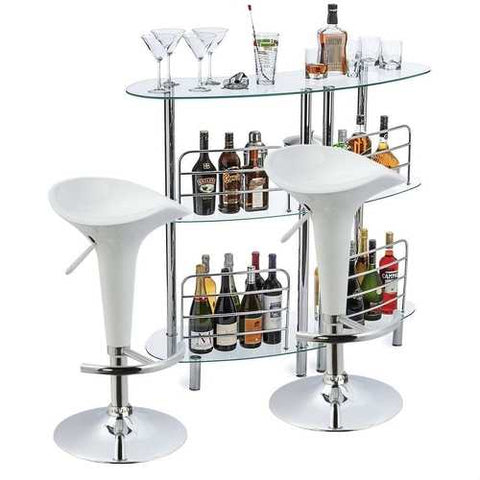 Image of Set of 2 Modern Adjustable Height Barstools in White