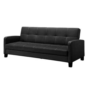 Classic Black Faux Leather Futon Sofa Sleeper