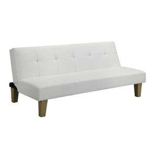 White Click Clack Faux Leather Futon Sofa Bed