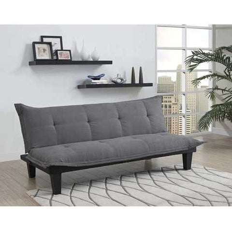 Image of Charcoal Microfiber Click-Clack Futon Sofa Bed Lounger