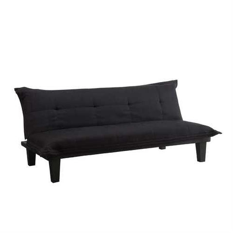 Image of Black Microfiber Click-Clack Sleeper Sofa Bed Futon Lounger