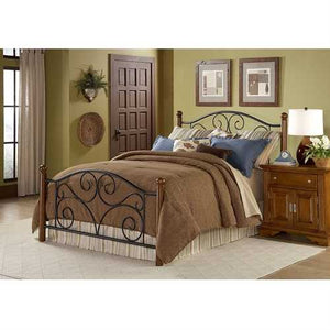 King size Dora Metal and Wood Bed with Headboard and Footboard