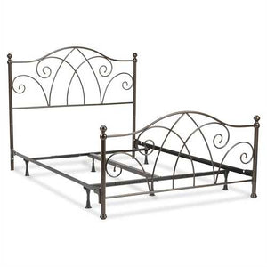 Queen size Complete Elegant Metal Bed Frame with Spiral Pattern Headboard and Footboard