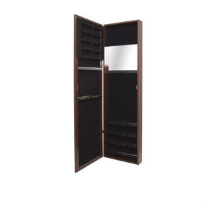 Wall / Door Mount Jewelry Armoire / Full Length Mirror in Cherry Finish