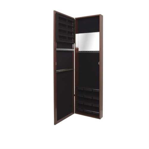 Image of Wall / Door Mount Jewelry Armoire / Full Length Mirror in Cherry Finish