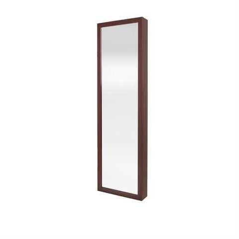 Image of Wall / Door Mount Jewelry Armoire / Full Length Mirror in Cherry Finish