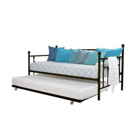 Image of Twin size Metal Daybed with Pull-out Trundle Bed in Bronze Finish