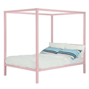 Full size Modern Pink Metal Canopy Bed