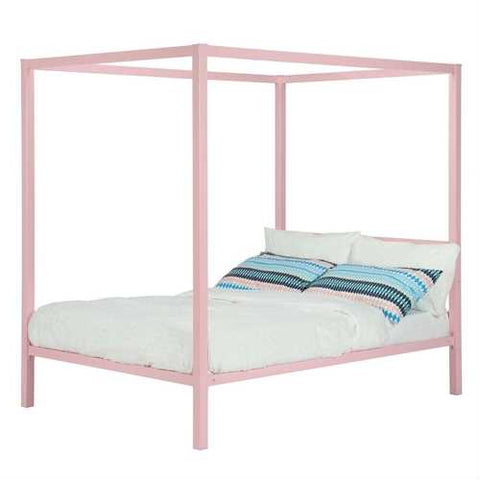 Image of Full size Modern Pink Metal Canopy Bed