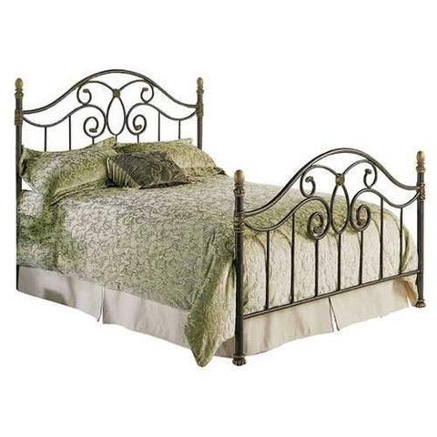 Image of Queen size Metal Poster Bed with Headboard and Footboard in Autumn Brown