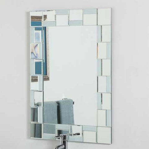 Image of Contemporary 31.5 x 23.6 inch Rectangle Bathroom Mirror with hand cut Mirrors Edging