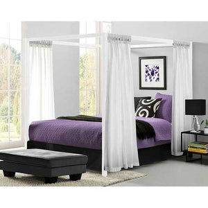 Queen size Sturdy Metal Canopy Bed Frame in White Finish