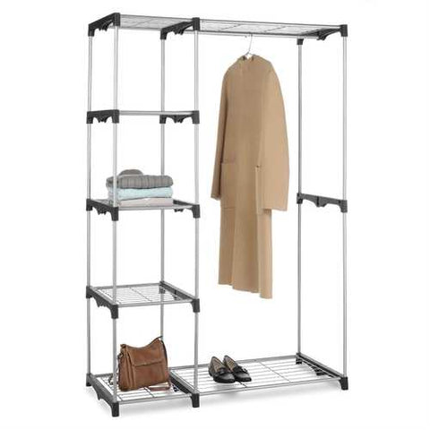 Image of Freestanding Closet Organizer Garment Rack Storage Unit with Hanging Rods