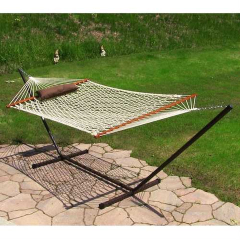 Image of Rope Hammock Set with Stand Pad and Pillow 55 x 144-inch - Desert Stripe