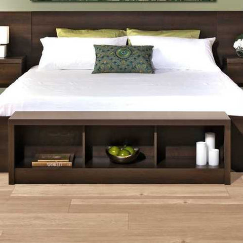 Image of Bedroom Storage Bench Footboard in Espresso Wood Finish