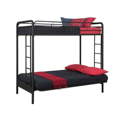 Image of Twin over Full Futon Bunk Bed Sleeper Sofa in Black Metal