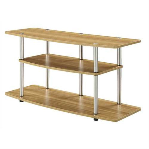 Image of Modern Wood Metal TV Stand Entertainment Center in Light Oak Finish