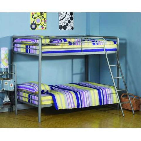 Image of Twin over Twin size Silver Metal Bunk Bed