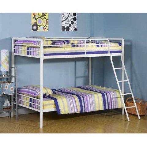 Image of Twin over Twin size Sturdy Metal Bunk Bed in White