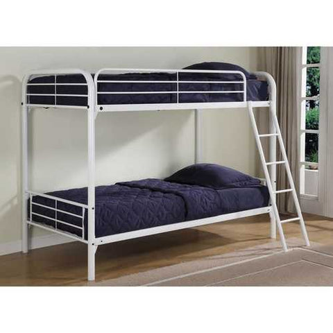 Image of Twin over Twin size Sturdy Metal Bunk Bed in White