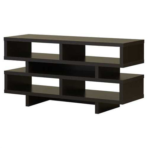 Image of Modern TV Stand Entertainment Center in Dark Brown Cappuccino Wood Finish