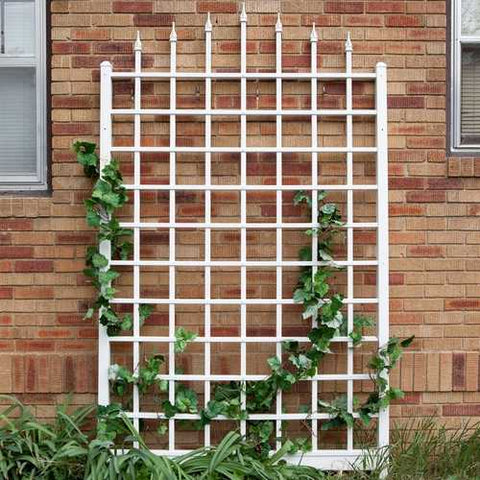 Image of 8 Ft Wall Mounted Trellis in White Vinyl - Made in USA