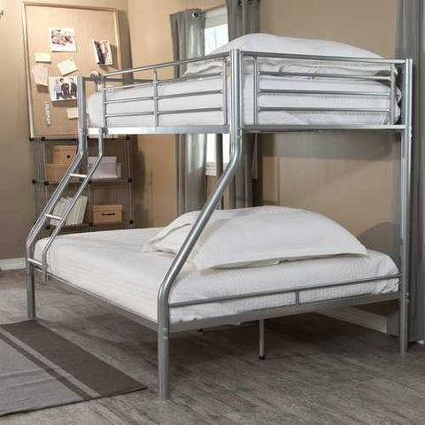 Image of Modern Twin over Full size Bunk Bed in Silver Metal Finish