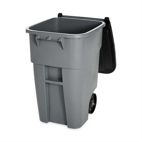 Image of 50 Gallon Gray Commercial Heavy-Duty Rollout Trash Can Waste/Utility Container