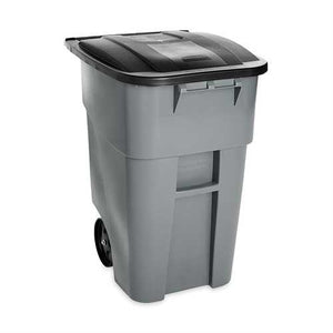 50 Gallon Gray Commercial Heavy-Duty Rollout Trash Can Waste/Utility Container