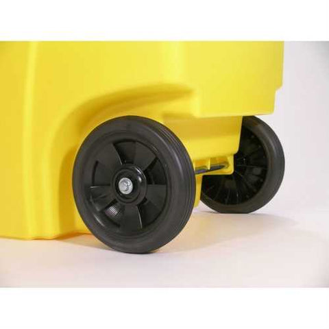 Image of 50 Gallon Yellow Commercial Heavy-Duty Trash Can with Black Lid