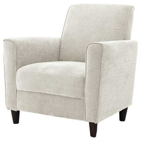 Image of Contemporary Upholstered Arm Chair with Espresso Wood Legs in Ivory